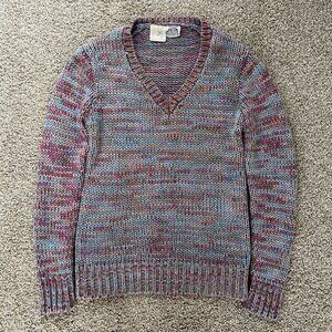 80s Colorful Marled Sweater Rainbow V Neck Shelly’s Tall Girl Acrylic Size M